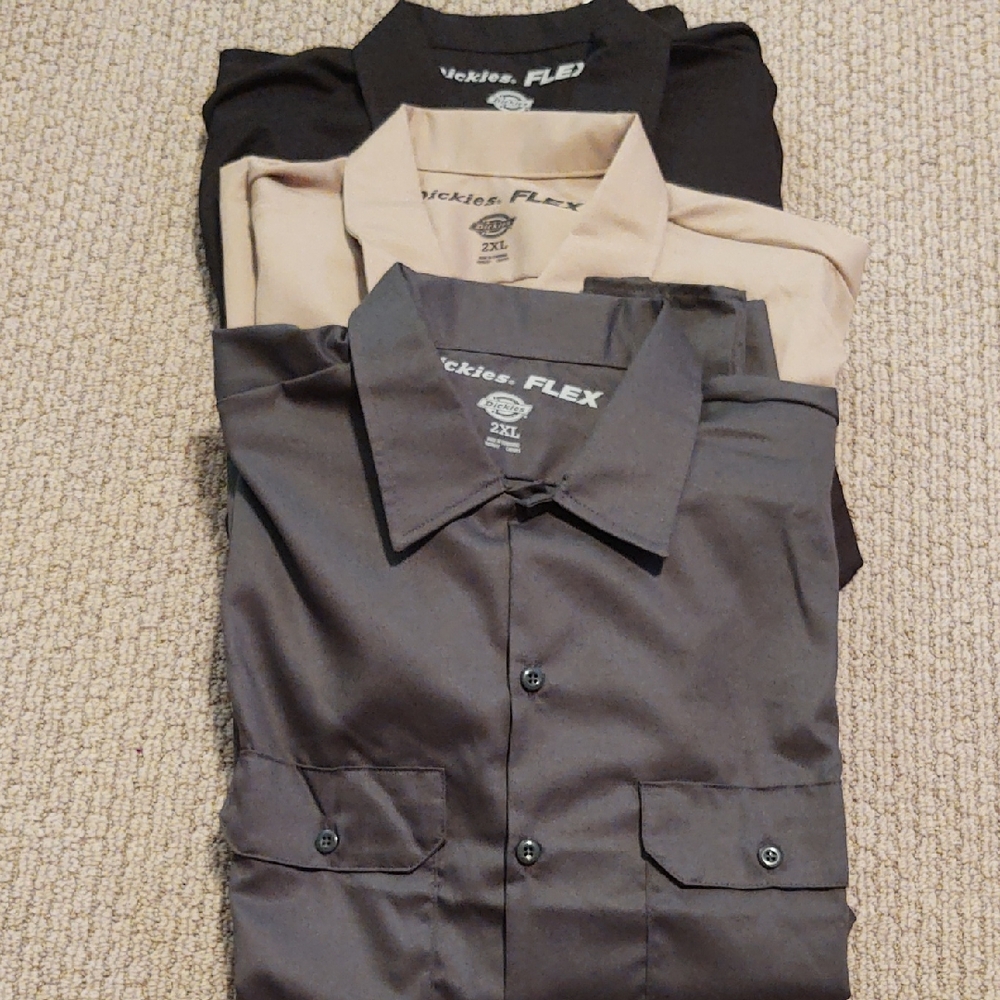 Dickies FLEX Shirts - Black, Beige, Charcoal